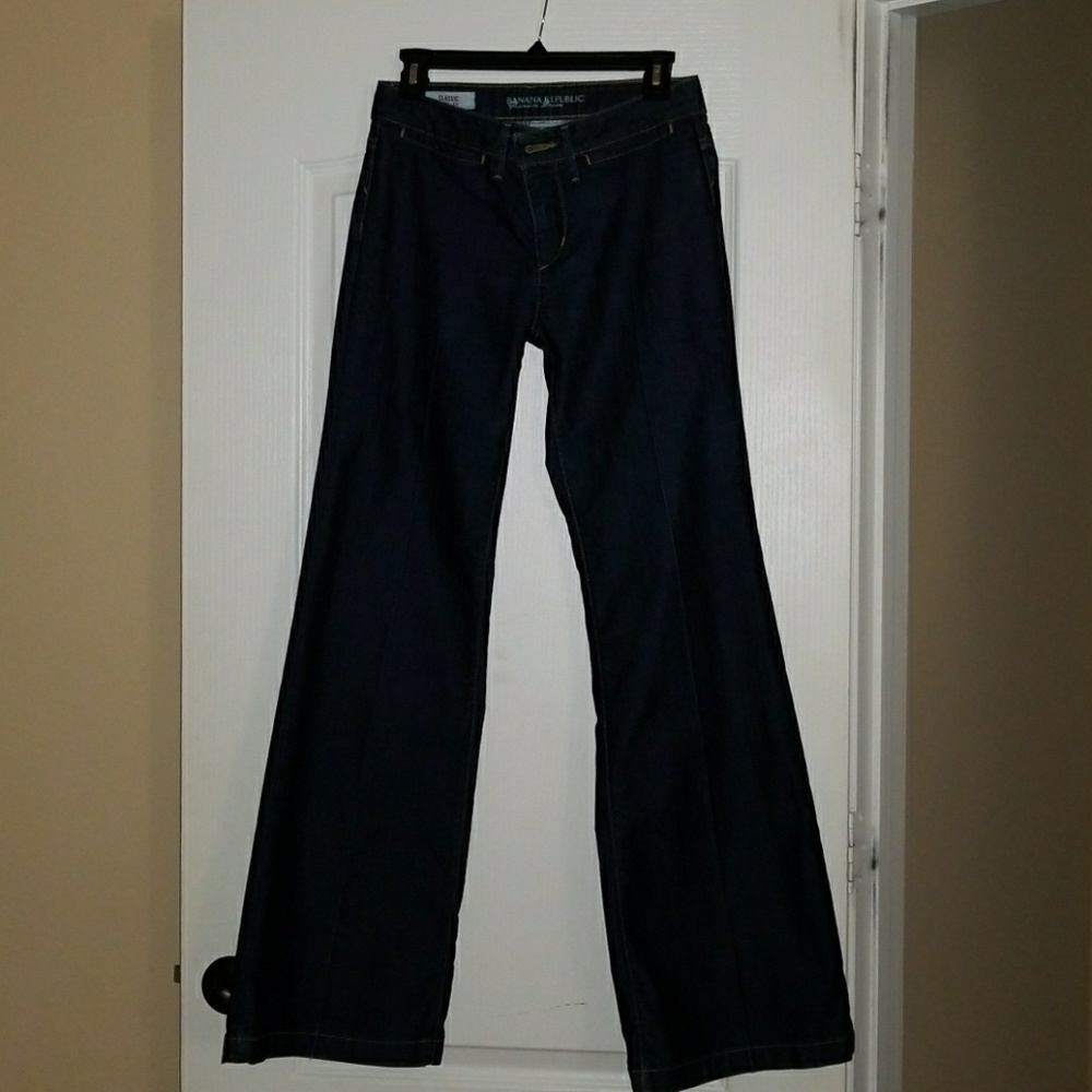 Banana Republic Classic Wide Leg Dark Denim Sz  4